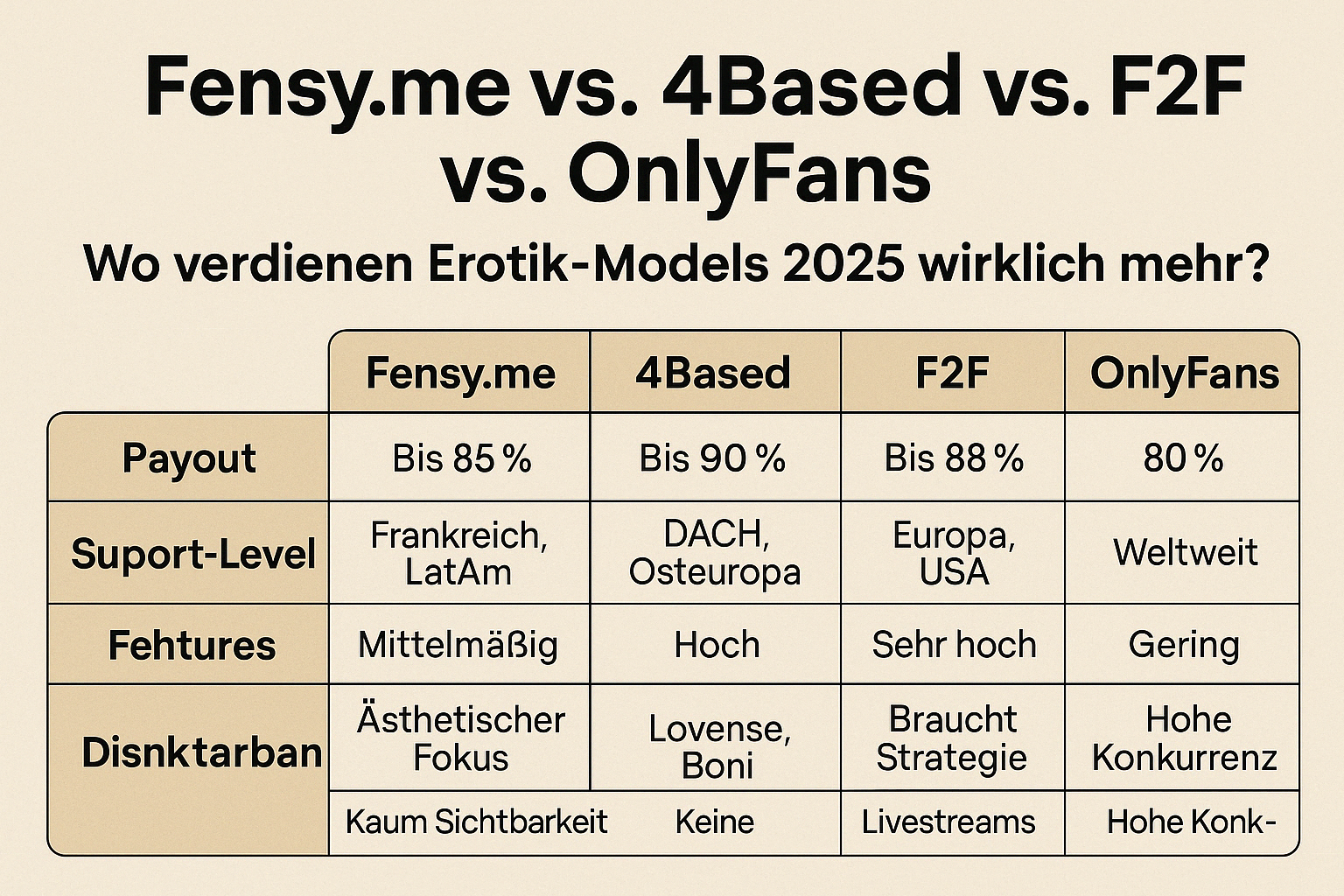 Fensy.me, F2F, 4Based oder OnlyFans? Die beste Plattform für Erotik-Models 2025
